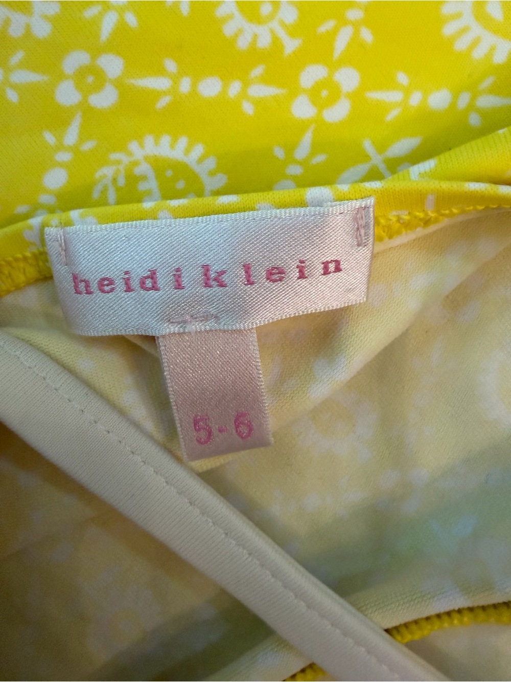 EUC Heidi Klein London Girls Yellow and White One-Piece Swimsuit size 5/6 - Picture 3 of 3